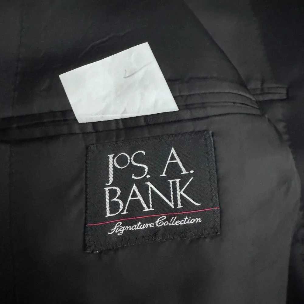 Jos. A. Bank Tuxedo Suit Mens 46R 41x31 Black Solid Wool Notch Lapel Formal
